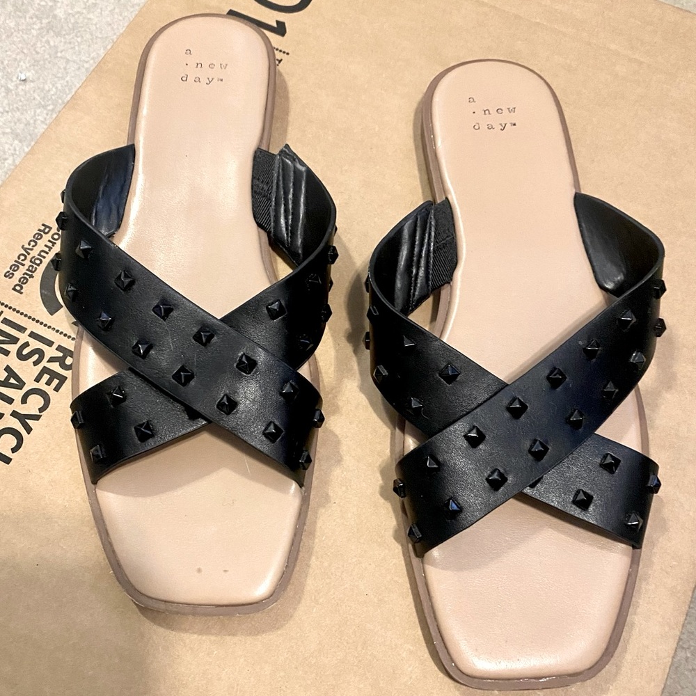 Black studded slide sandal, Size 9, Target brand (a new day)